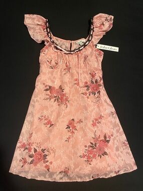 Pink floral mini dress